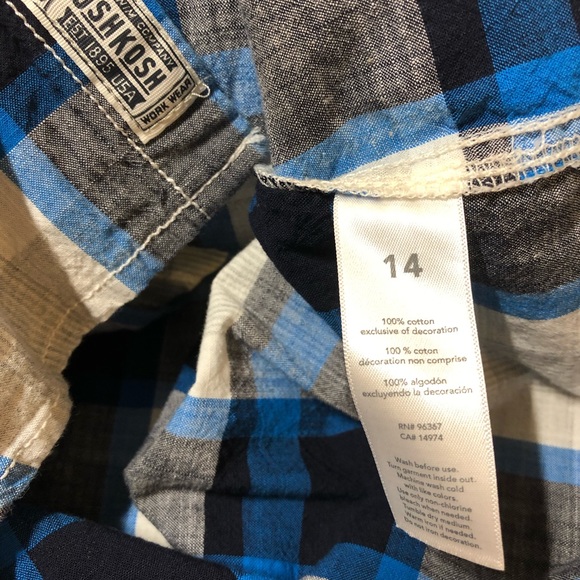 Osh Kosh plaid button down long sleeve boys size 14 - Picture 8 of 8